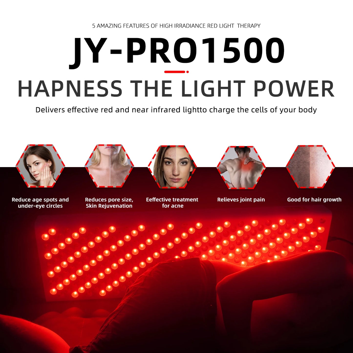 Dual Chip Red Light Therapy Panel Lamp - 630nm, 660nm, 810nm, 850nm Near Infrared LED Beauty Devices for Face and Body