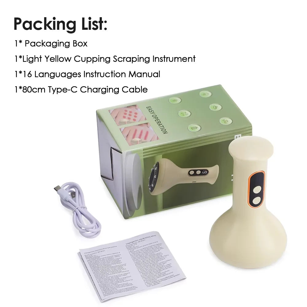 USB Rechargeable Abdominal Massager - Hot Compress, Guasha & Cupping Massage Tool for Arms, Legs & Body