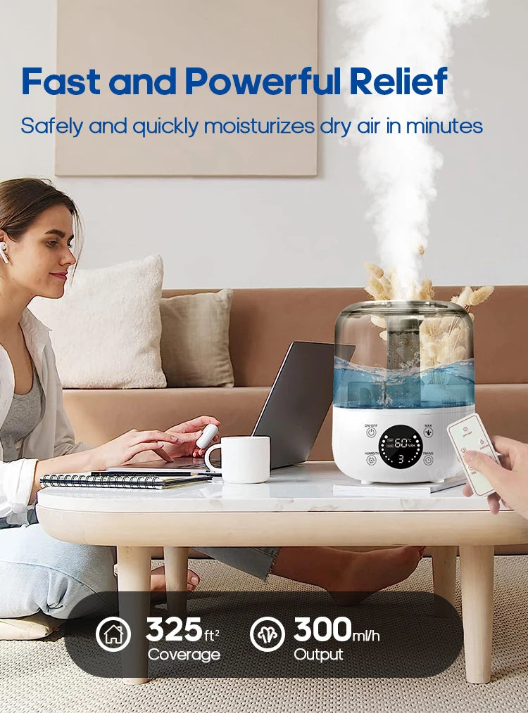 KINSCOTER 3L Air Humidifier – Large Capacity Aroma Diffuser with Remote Control & Timer for Home and Plants