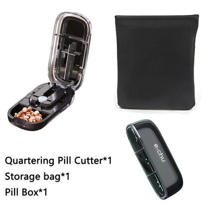 Newest Quartering Pill Cutter & Storage Box – Portable Dustproof Medicine Divider Organizer & Crusher