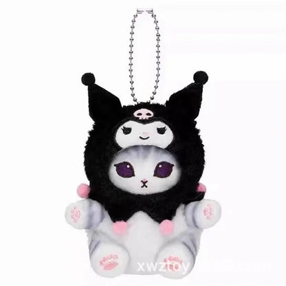 Kawaii Keychain Pendant – Cartoon Mofusand Shark Cat Cross-Dressing Doll, Backpack Decor & Toy