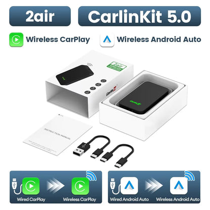 CarlinKit 5.0 Mini 5 Pro — Wireless CarPlay & Android Auto USB Dongle with WiFi & Bluetooth