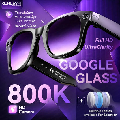 2025 AI Smart Glasses – 8MP Camera Sunglasses with Video Recording, 100+ Language Translation, Bluetooth Calls & Music for Men & Women