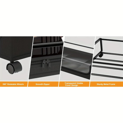 Underbed Storage Lockers with Wheels — Pull-Out Containers for Shoes & Clothes, Space-Saving for Dorms & Bedrooms