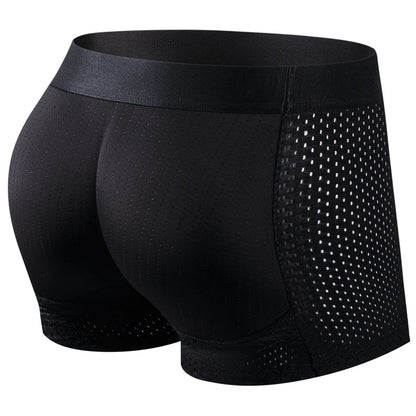 Men's Hip Lifter Boxer Briefs - Padded Butt Enhancer Shapewear Shorts with Built-In Lift, Breathable Nylon Underwear