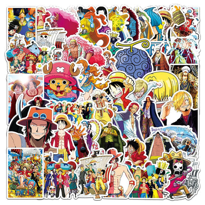 50PCS One Piece Luffy Anime Stickers – Waterproof Cartoon Decal Pack for Notebooks, Phones, Motorcycles & Skateboards