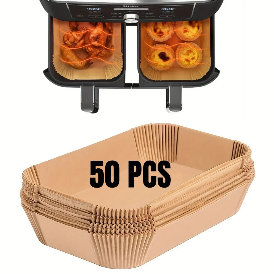 Air Fryer Disposable Paper Liners - Oil Proof, Waterproof Baking Paper in Round, Square & Rectangle for Kitchen & Party Supplies