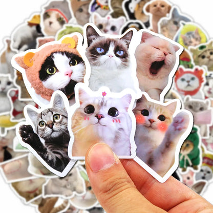 Funny Cartoon Cat Stickers – 100/500/1000-Piece Cute Waterproof-Style Decals for Laptops, Phones, Bikes and Luggage