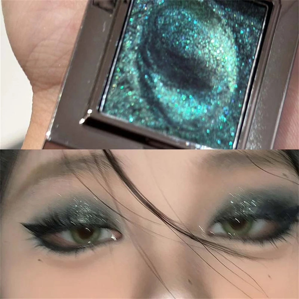 Metallic Glitter Eyeshadow Palette – Sparkling Cream Mousse Shimmer Highlighter in Punk Purple Pearlescent Pigments