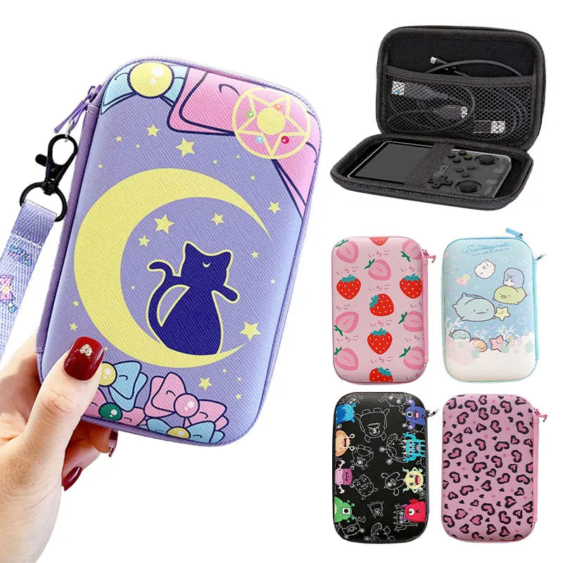 Lanyard Storage Bag Case for R36S/R36H/RG35XX/R36 Ultra/K36 — Protective Handbag Pouch for Video Game Console Accessories