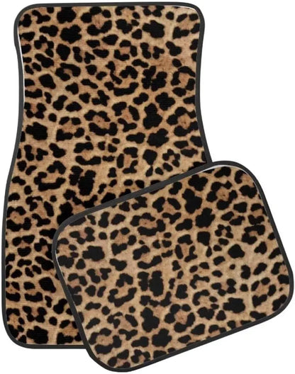 Leopard Print Car Floor Mats - 2PCS or 4PCS All-Weather Universal Fit for SUVs, Trucks & Limos