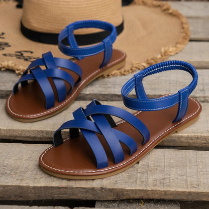 Women's Chic Spring Flat Sandals - Lightweight Elastic Band Comfort Shoes for All-Day Casual Style