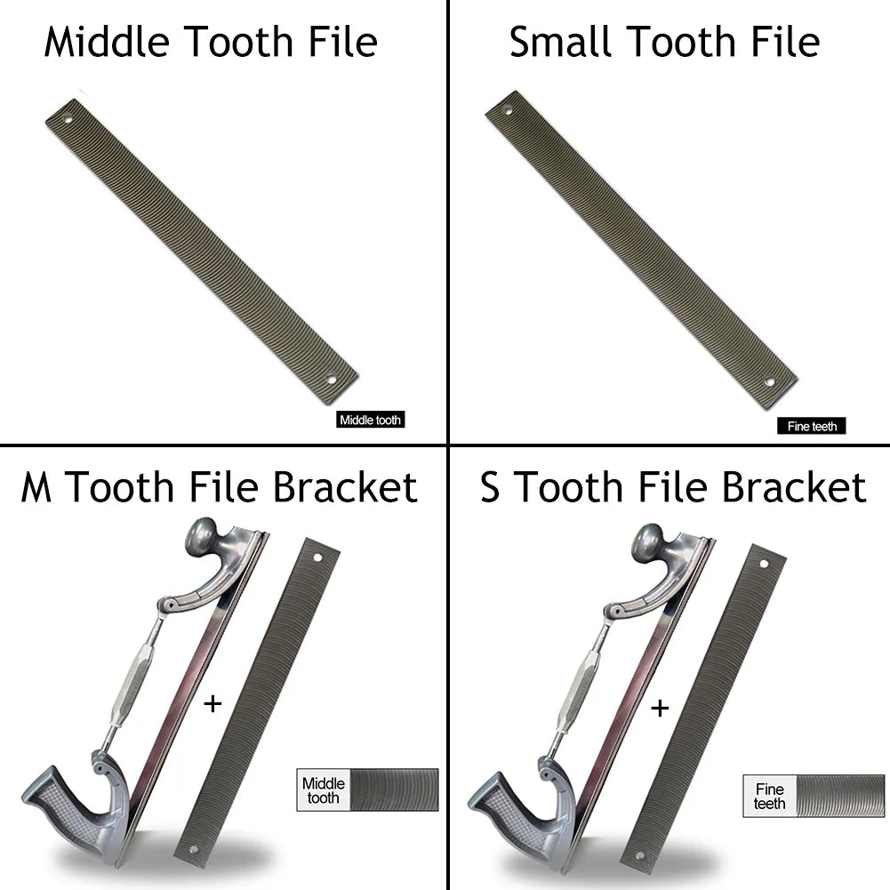 Adjustable Frame Car Body Polisher: 14" S/M Size Milled Tooth Files for Metal Panel Polishing - Dent Repair Kit