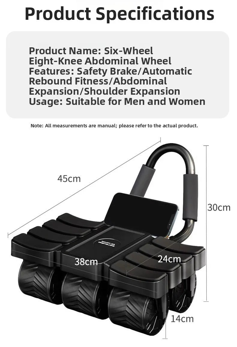 Smart Fit Abdominal Wheel – Six Wheels & Eight-Elbow Automatic Rebound with Mobile App Connectivity