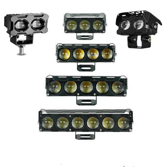 Motorcycle LED Spotlight – Dual Color Fog Lamps for Cars, Trucks, SUVs & Mini Lens Headlights