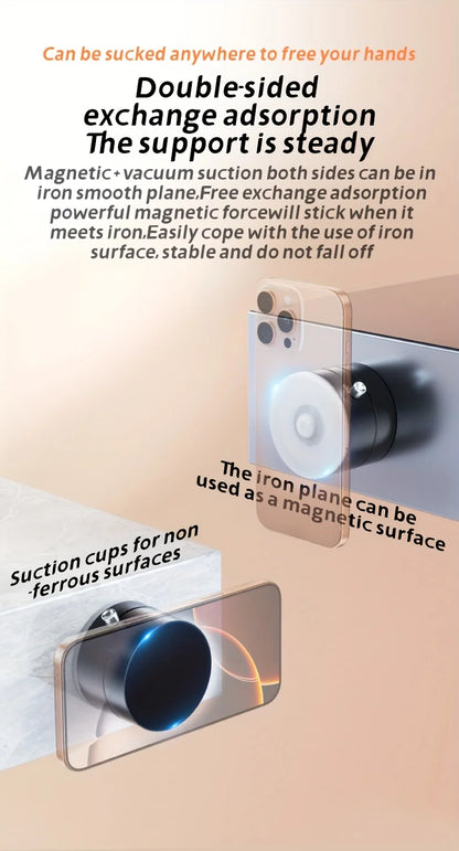Vacuum Magnetic Folding Swivel Phone Stand – Double-Sided Suction Cup Holder, Universal Compatibility