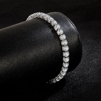 Real Moissanite Bracelet for Women - S925 Sterling Silver, 4mm Diamonds, Tennis Bangle Chains, Sparkling Fine Jewelry