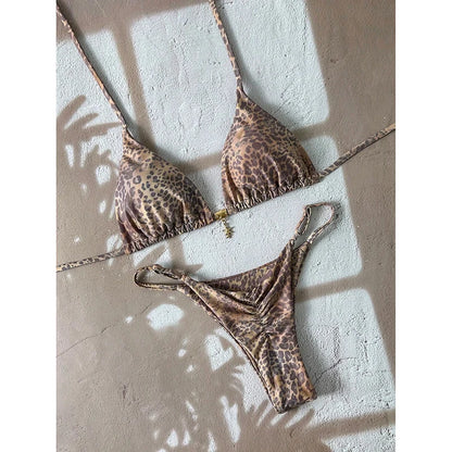 Women’s Micro Bikini Swimsuit Set – Sexy Leopard Print Push Up Two-Piece Thong Swimwear Beachwear (2026 Summer)