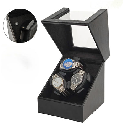Universal Watch Winder Box - 3 Position Smart Winding Mechanism with LED Light Sensor Silent Motor USB Watch Storage Case