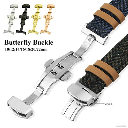 Stainless Steel Butterfly Buckle – Polished & Matte Watch Band Clasp for 16mm, 18mm, 20mm, 22mm Straps