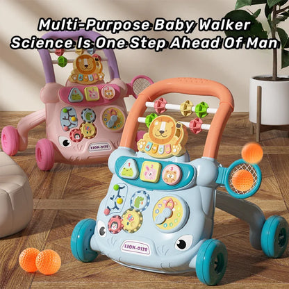 Baby Push Walker Toy – Early Learning Sit-to-Stand Anti-Rollover Multi-Function Activity Walker for Infants and Toddlers