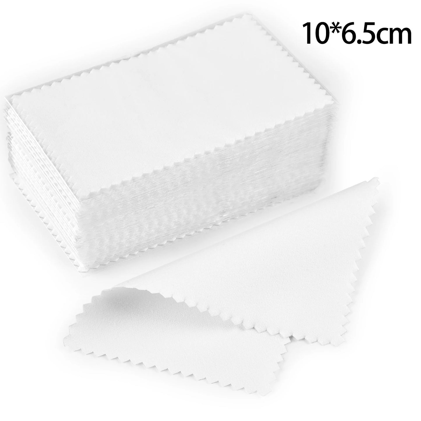 50pcs Silver Polishing Cloths 10x6.5cm & 8x8cm – Soft Cleaning Wipes for Necklaces, Rings & Jewelry Care