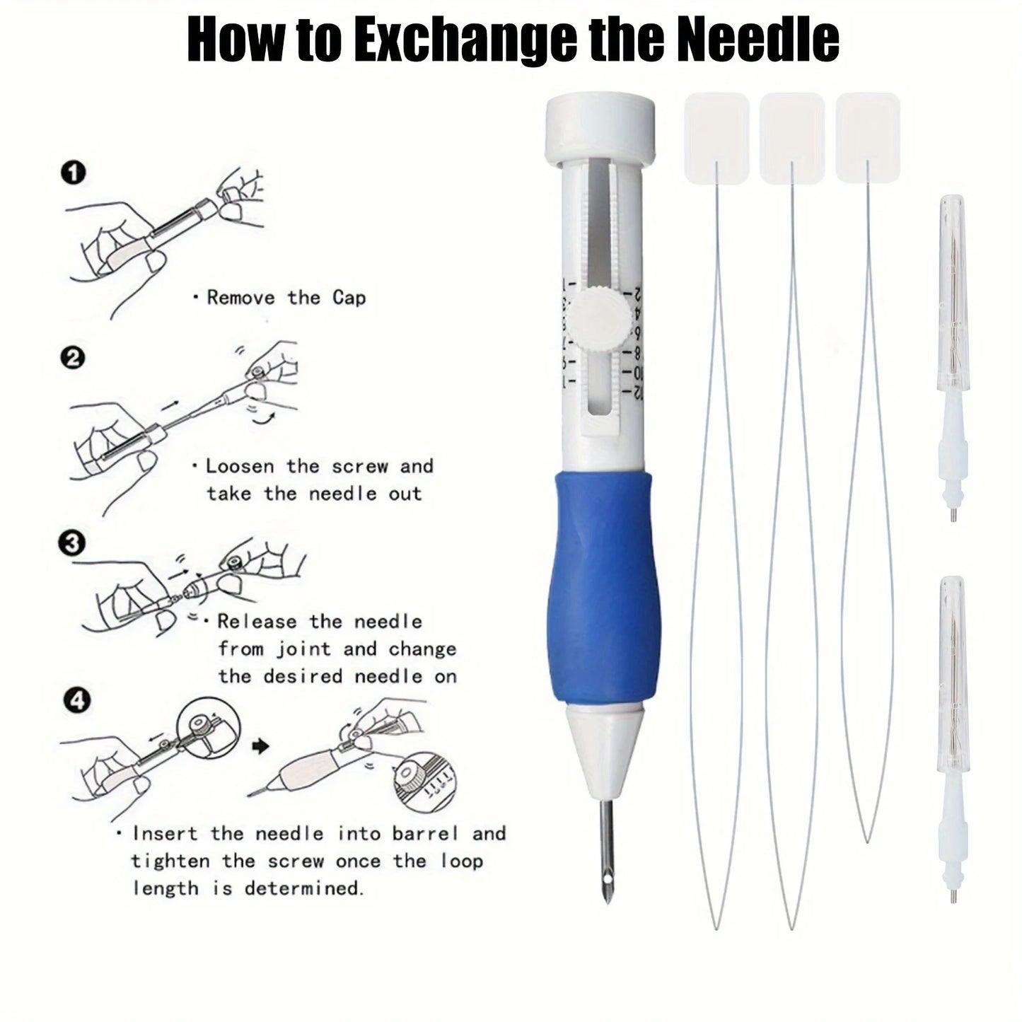 Embroidery Punch Needle Kit – Magic Needle Pen Weaving Tool Set for DIY Sewing, Stitching & Knitting Crafts