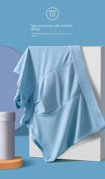 4PCS Men's Ice Silk Boxer Shorts – Breathable, Sexy, Thin Underwear in Sizes L-6XL