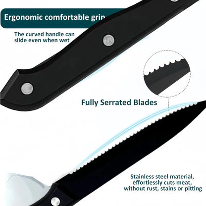 1/4/6/8/12-Pc Steak Knife Set – Full Tang Serrated Stainless Steel Knives for Beef, Bread & Restaurant Table Dinner Use