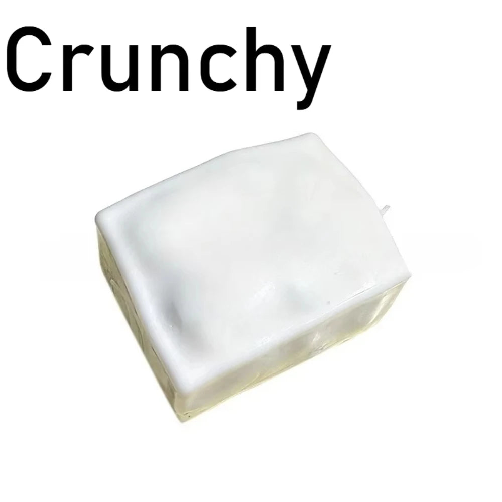 Tofu-Shaped ASMR Stress Relief Toy - Squishy Sensory Fidget Toy with Satisfying Sounds