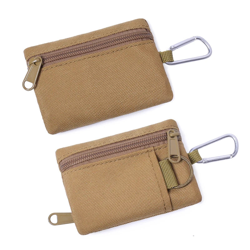 Outdoor Small Waist Pouch - Mini Portable Key Wallet and Card Case with Zipper, Tactical Purse, Coin Purse and Carabiner