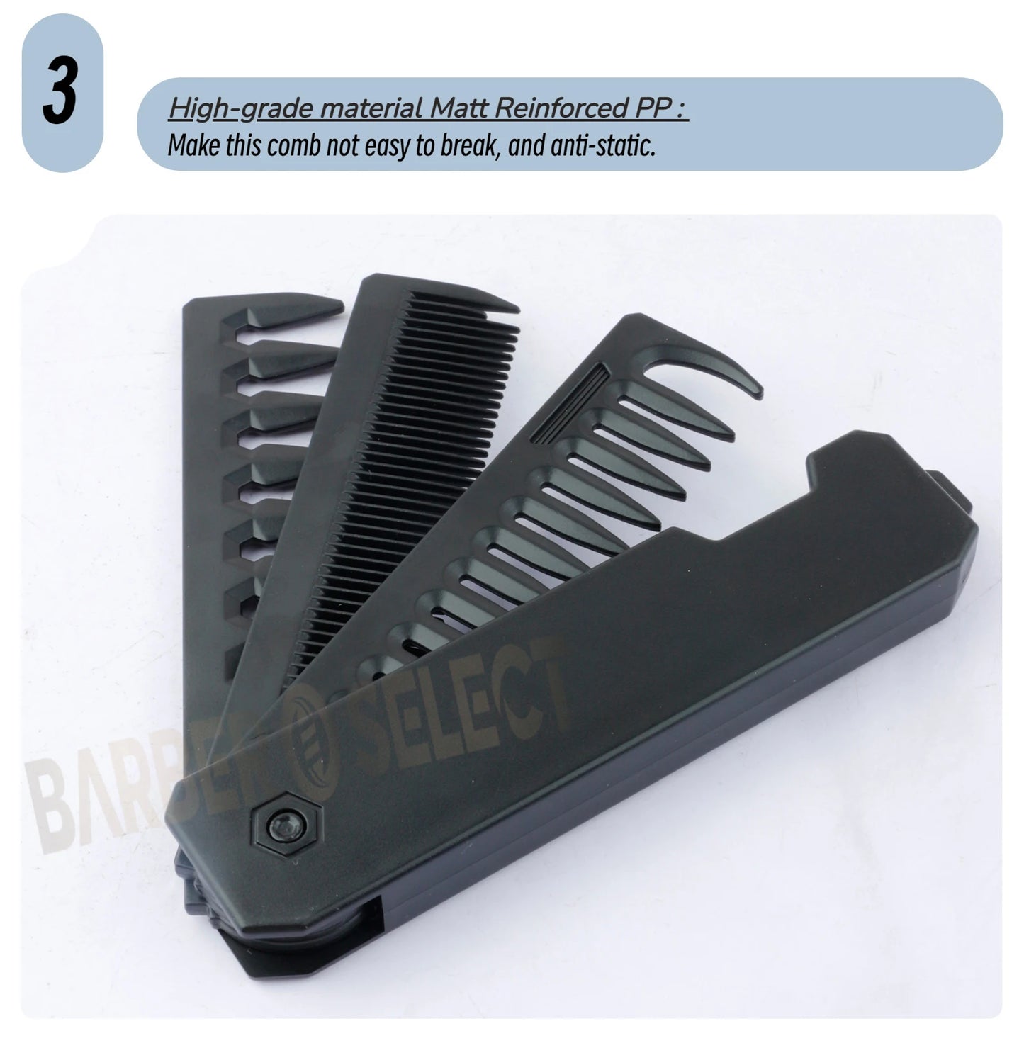 Newest 1/2/3-in-1 Portable Folding Comb – Wide Tooth Barber Clipper, Mini Beard & Hair Combing Styling Tool