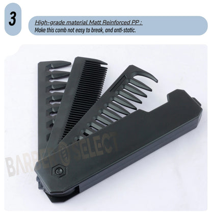 Newest 1/2/3-in-1 Portable Folding Comb – Wide Tooth Barber Clipper, Mini Beard & Hair Combing Styling Tool
