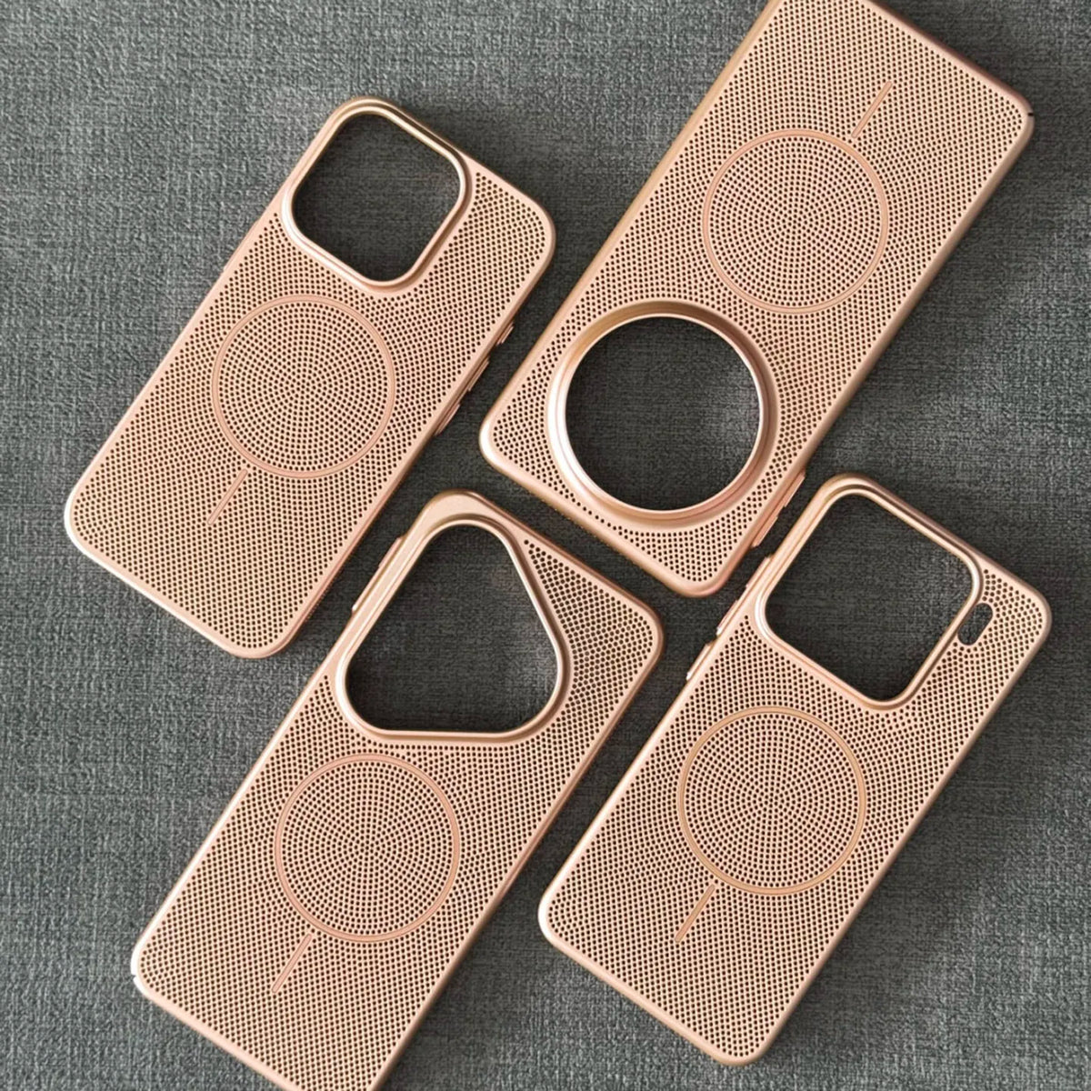 Metallic Heat Dissipation Mesh Phone Case - MagSafe Magnetic Hard Thin Cover for iPhone 11-17 Series
