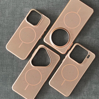 Metallic Heat Dissipation Mesh Phone Case - MagSafe Magnetic Hard Thin Cover for iPhone 11-17 Series
