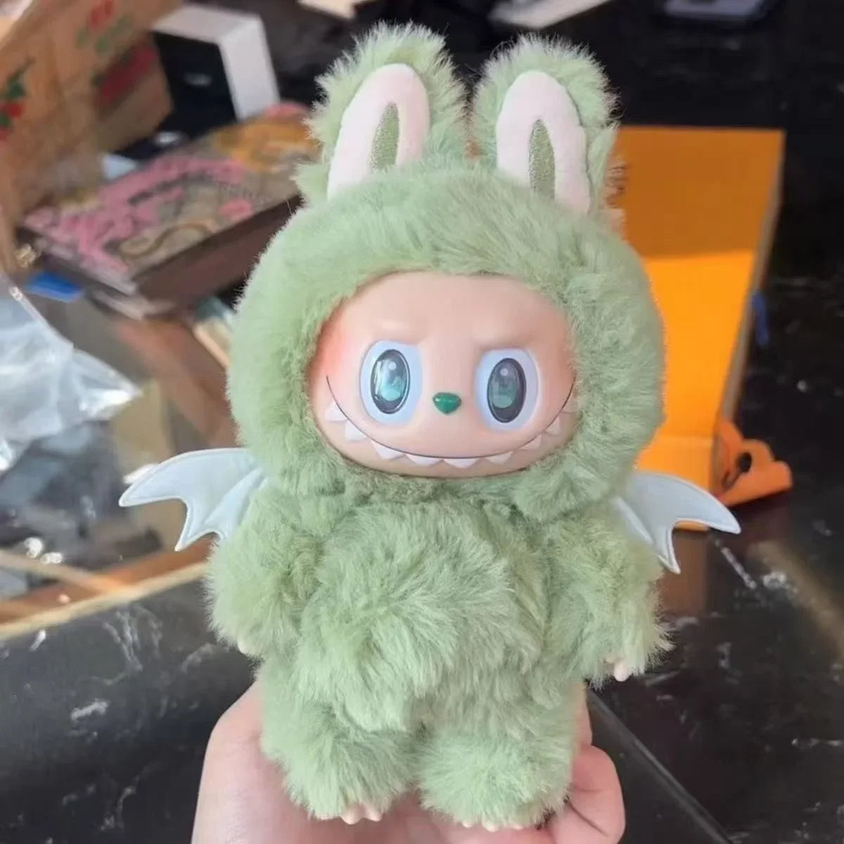 Labubu Little Angel Doll Clothes – Pink, White & Green Rabbit Plush Cotton Outfit Set
