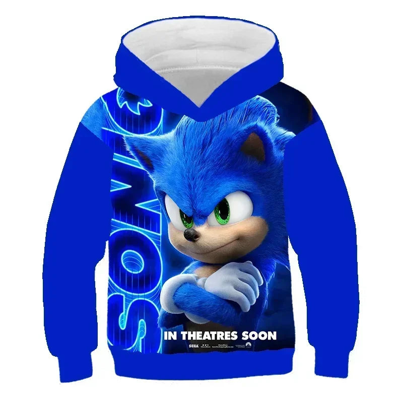 2024 Sonic 3D Kids Hoodie – Cartoon Print Long Sleeve Sweatshirt for Boys & Girls, Spring & Autumn Clothing