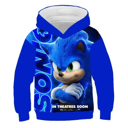 2024 Sonic 3D Kids Hoodie – Cartoon Print Long Sleeve Sweatshirt for Boys & Girls, Spring & Autumn Clothing