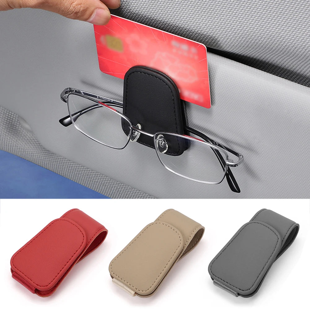 Universal Car Sun Visor Glasses Box - Sunglasses Clip Card Ticket Holder Stand, Eyeglasses Fastener Pen Case Car Accessories