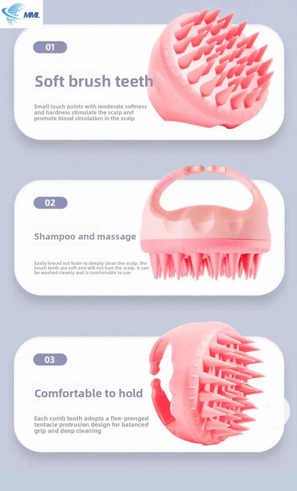 Silicone Scalp Massage Shampoo Brush - Soft Hair Washing Comb for Deep Cleaning, SPA Treatment & Salon Care