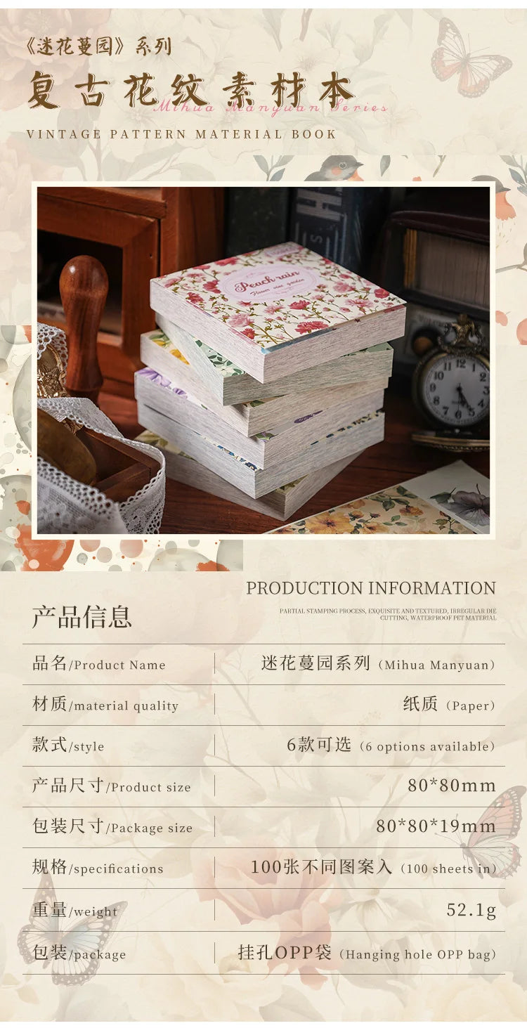 100 Pcs Vintage Multi-Style Writing Paper - Retro Stationery for Scrapbooking, Junk Journals & DIY Crafts