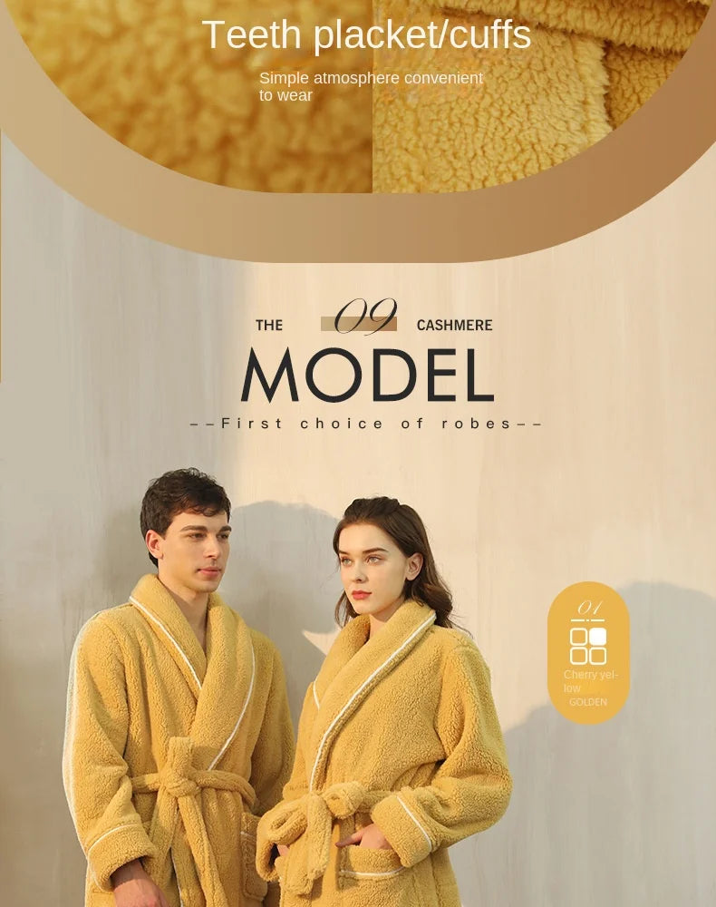 2025 Autumn Winter Cotton Robe – Thick Comfortable Large-Size Bathrobe for Men & Women, Luxury Couple Pajamas