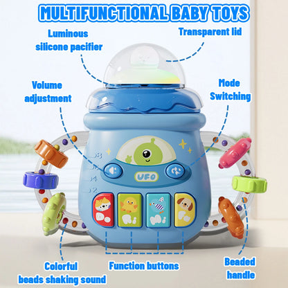 Baby Musical Teether Rattle – Soothing Vocal Music Toy with Pacifier Design for Babies 6 Months+