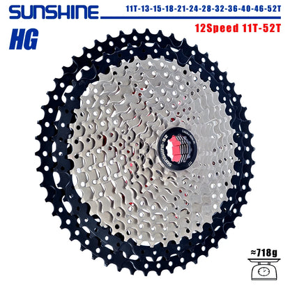 SUNSHINE Bicycle Cassette 8-12 Speed Freewheel - 32T to 52T Sprocket for Shimano/SRAM HG Flywheel