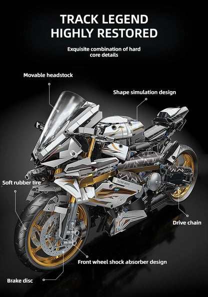 TOYLINX Alloy Motorcycle Building Blocks 2045PCS | Racing Model Toy for Kids & Gift Decoration