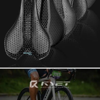 RYET Ultra Full Carbon 3D Printed Bike Saddle — 145mm Lightweight MTB Seat with High Modulus Carbon Fiber Base