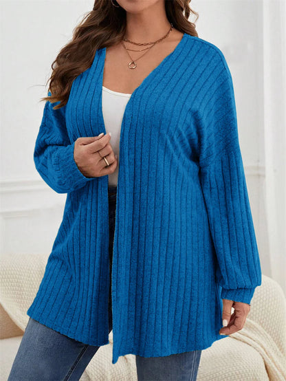 GIBSIE Plus Size Women's Autumn & Winter Solid Color Loose Cardigan – Casual Long-Sleeved Open Front Knitted Coat 2024
