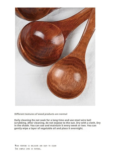 Non-Stick Wooden Cooking Spoon — Solid Anti-Scalding Soup Ladle for Daily Kitchen Use