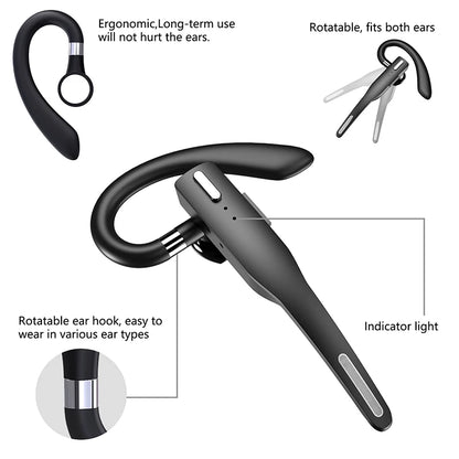 NEW 2022 Bluetooth Business Earphone – Wireless Single Handsfree Earbuds with HD Call & Microphone for Driving