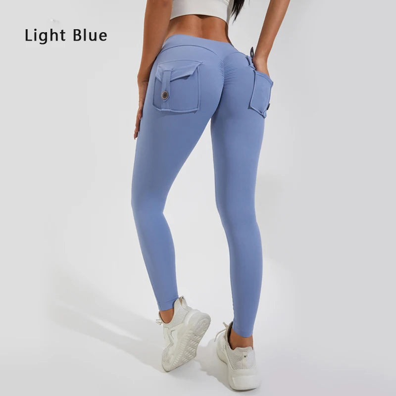 DIAS FIT JOY Women’s Nylon Yoga Pants – High-Waisted Butt-Lifting Tight Leggings with Pockets, Breathable No-T-Line Fitness Wear